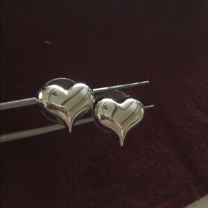 Sterling Silver Heart Earrings Pierced Earrings Casual Minimalist